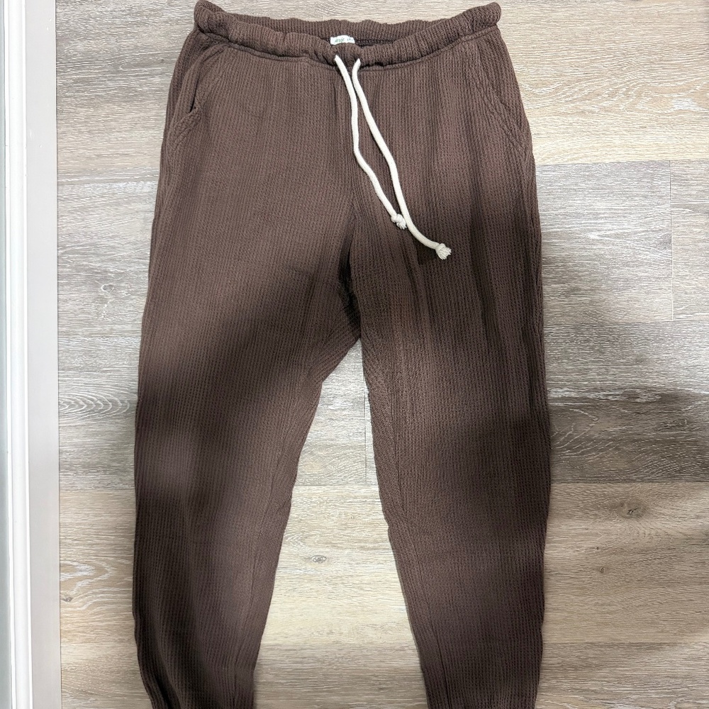 Aerie Brown Waffle Knit Joggers, size small